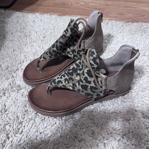 Very G Leopard and Tan Sandals